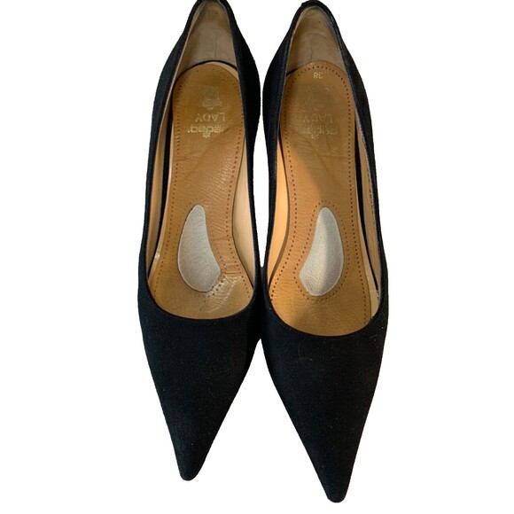 Luciano Padovan Heels Pumps Womens EU 37.5/ US 7.5 Black Suede Mid Heel Pointed - Picture 3 of 11